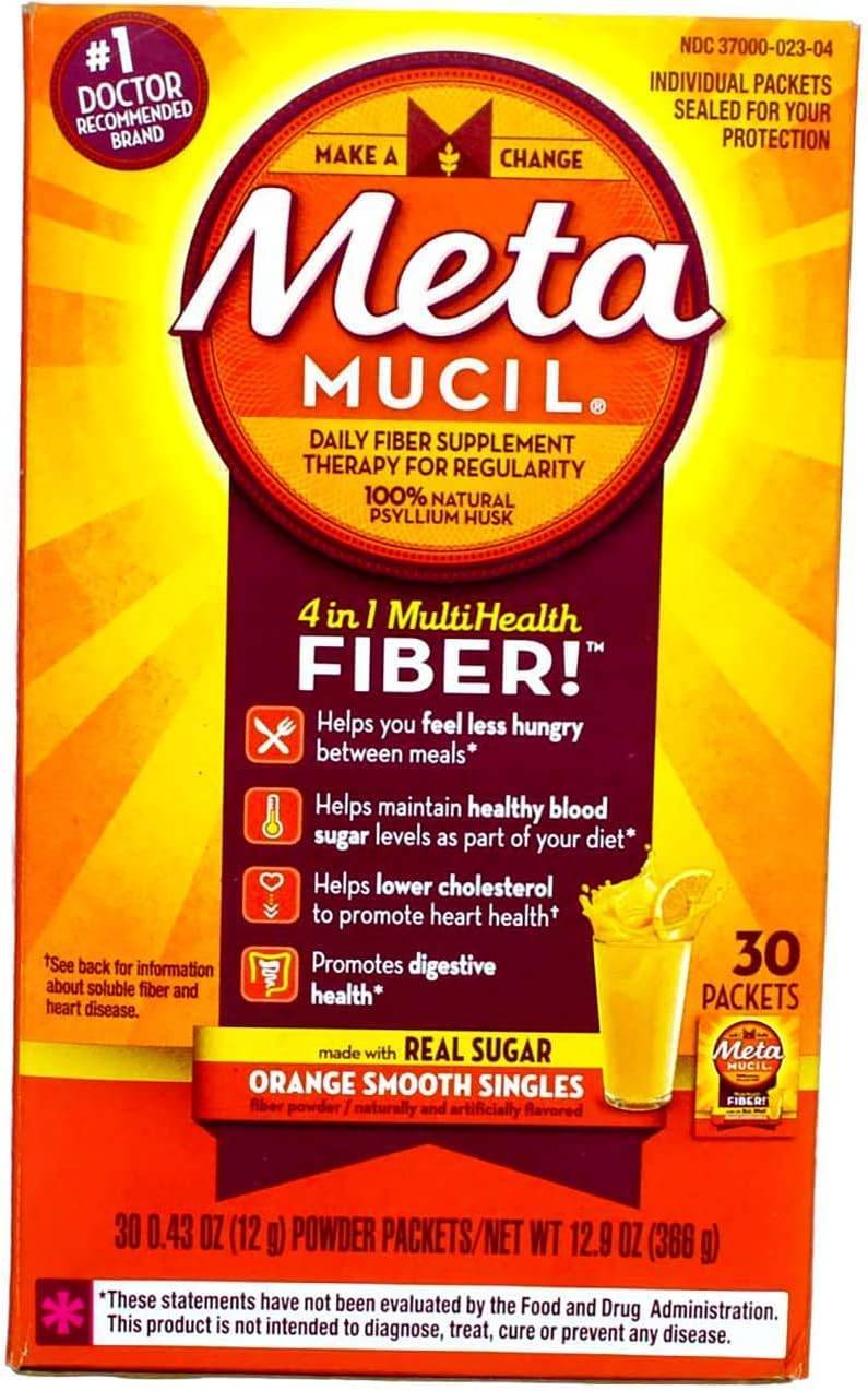 Metamucil Fiber Singles Smooth Texture Orange - 30 Packets, 12.9 Ounce (Pack of 1)