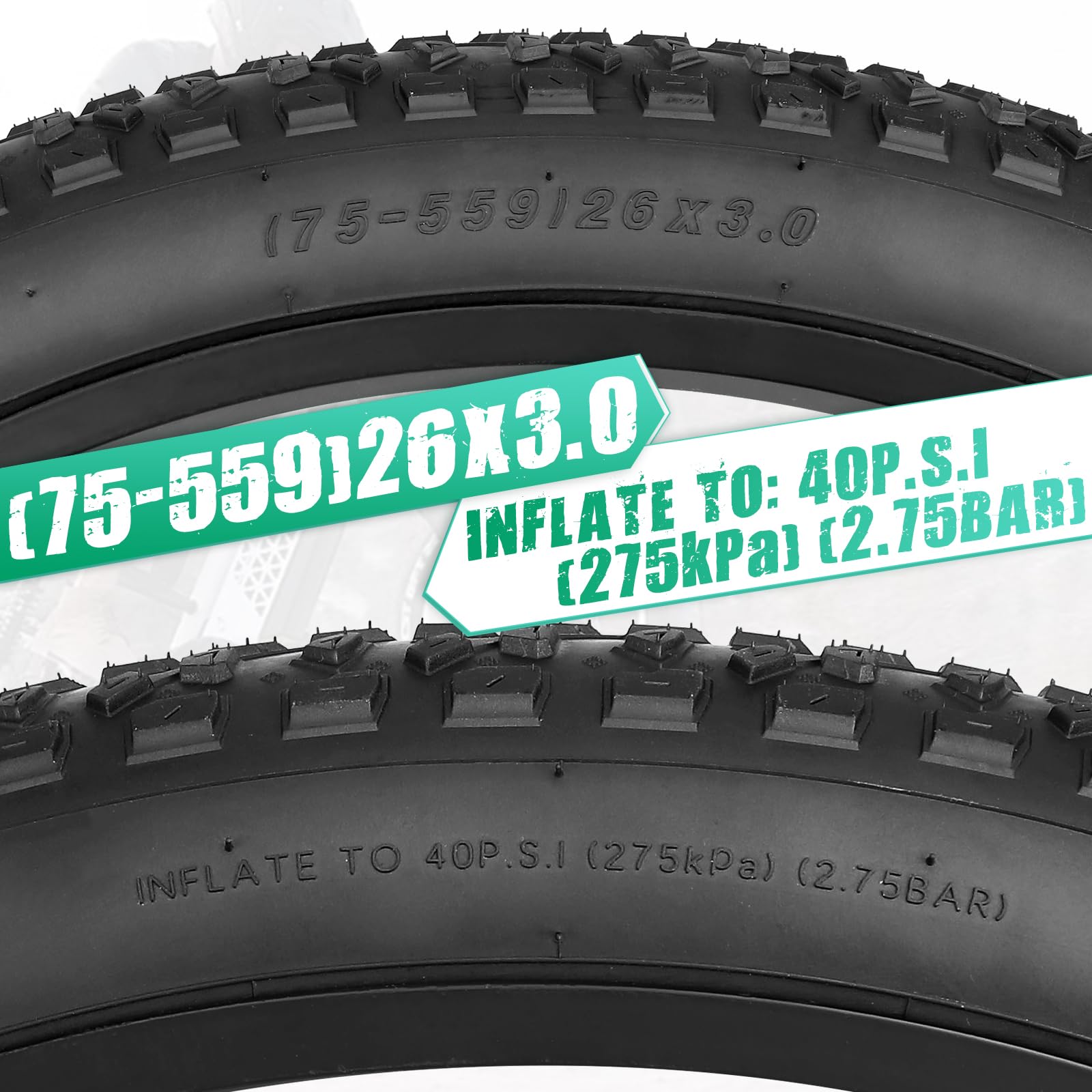 MEGHNA 2 Pezzi Pneumatici Bici Elettrica 20/26x 3.0 Pollice Pneumatici Bici Pieghevole Fat Pneumatici Heavy Duty Fat Bike Pneumatici
