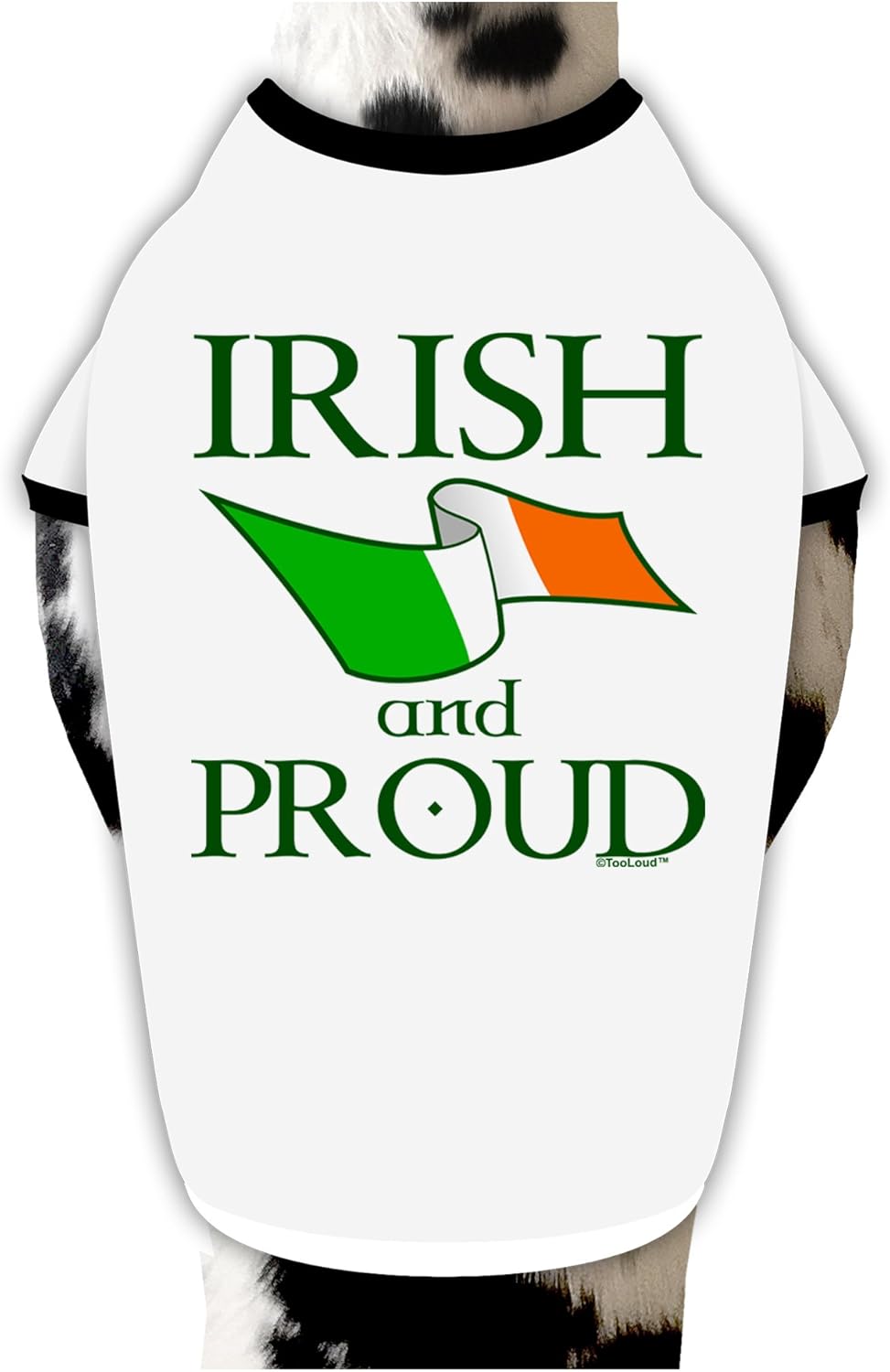 TOOLOUD Irish and Proud Dog Shirt White with Black XL