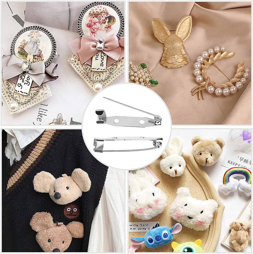 60Pcs Locking Pins Backs Safety Clasp Brooch Badge Bar Pins Jewelry Pins with Holes for DIY Crafts Name Tags Jewelry Making DIY Crafts Accessories (Silver, 25MM) : Arts, Crafts & Sewing