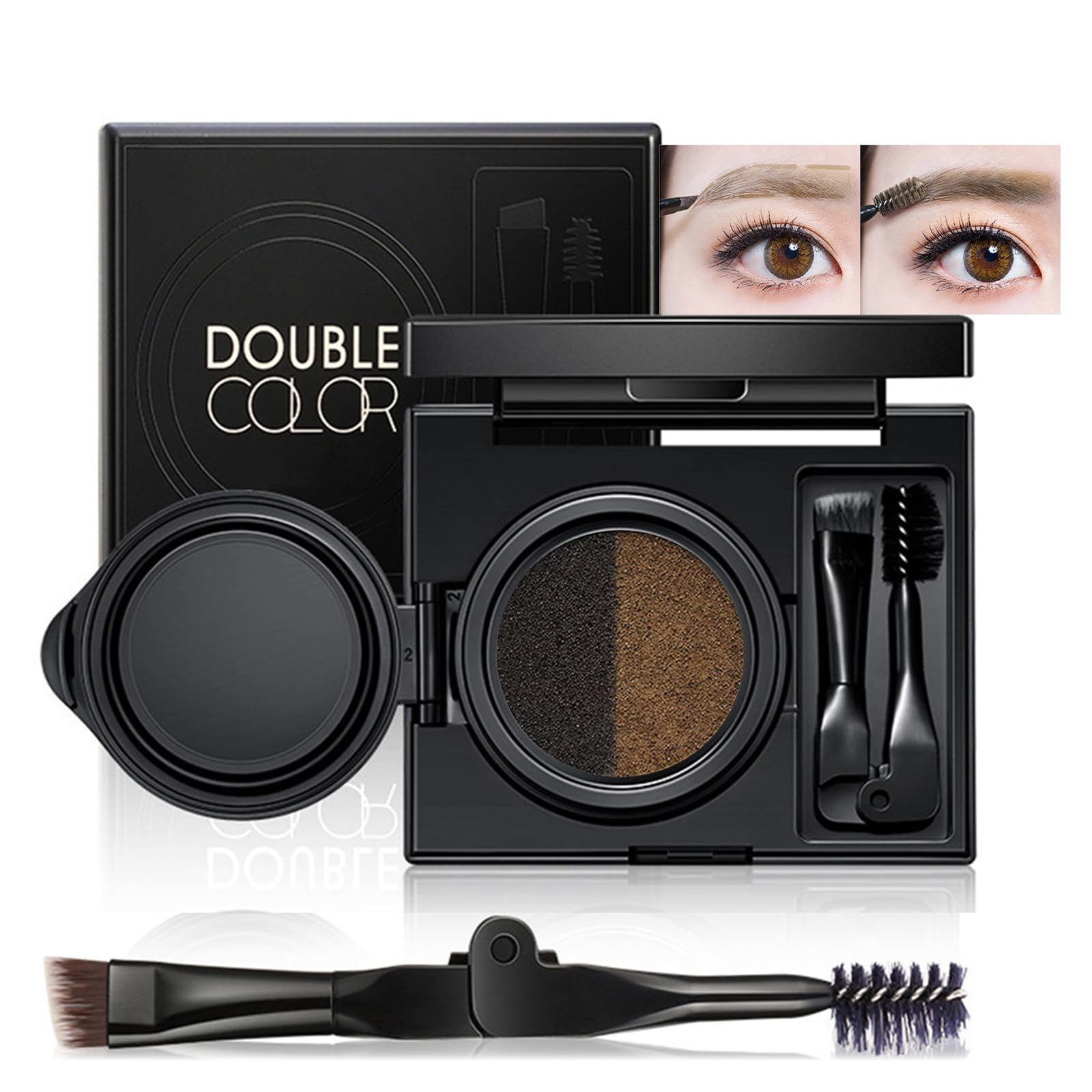 Erinde 3Dクッションブロウ アイブロウ ウォータープルーフ ブラシ付き アイブロー 落ちない眉コンシーラー マスカラ 眉毛 ブラシ付き リキッド 高発色 ナチュラル仕上がる にじみにくい 垢抜け サウナ サロン プロ仕様 レディース メンズ 自眉級ふんわり眉 長持ち 立体眉 01ツートングレー