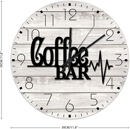 Miniatura 3 de Reloj de pared silencioso de 12 pulgadas sin tictac, funciona con pilas, cafetería, decoración del hogar para oficina, desayuno, cafetería,