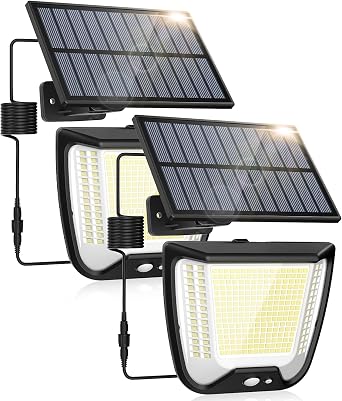 Outdoor Solar Powered Security Lights - 288 LED Solar Outdoor Garden Flood Light 3 Motion Sensor Mode Outside Solar Panel Floodlight 270  Lighting IP65 Waterproof for Garden Shed Yard Porch 2 Pack [Energy Class A+++]