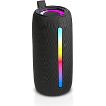 RCA Bluetooth Speaker 25W Portable Wireless, Super Bass Stereo Sound, Splash-Resistant Outdoor Speaker with 24H Playtime, Colorful LED Lights, TWS Pairing, Bluetooth 5.3 for Home & Party