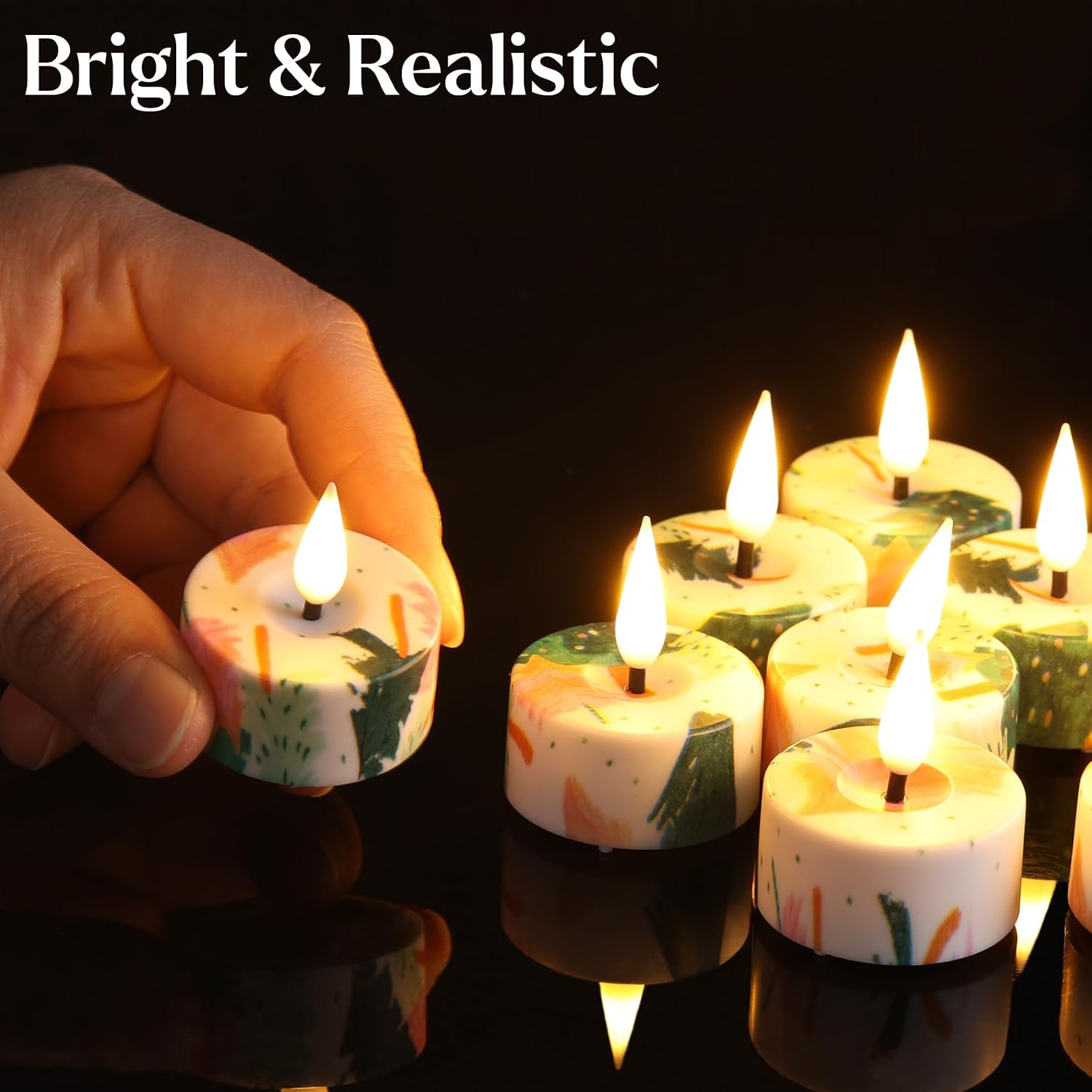 Eywamage Flameless Tealights with Remote Batteries, Realistic Flickering LED Tea Votive Candles Set of 12 image 3