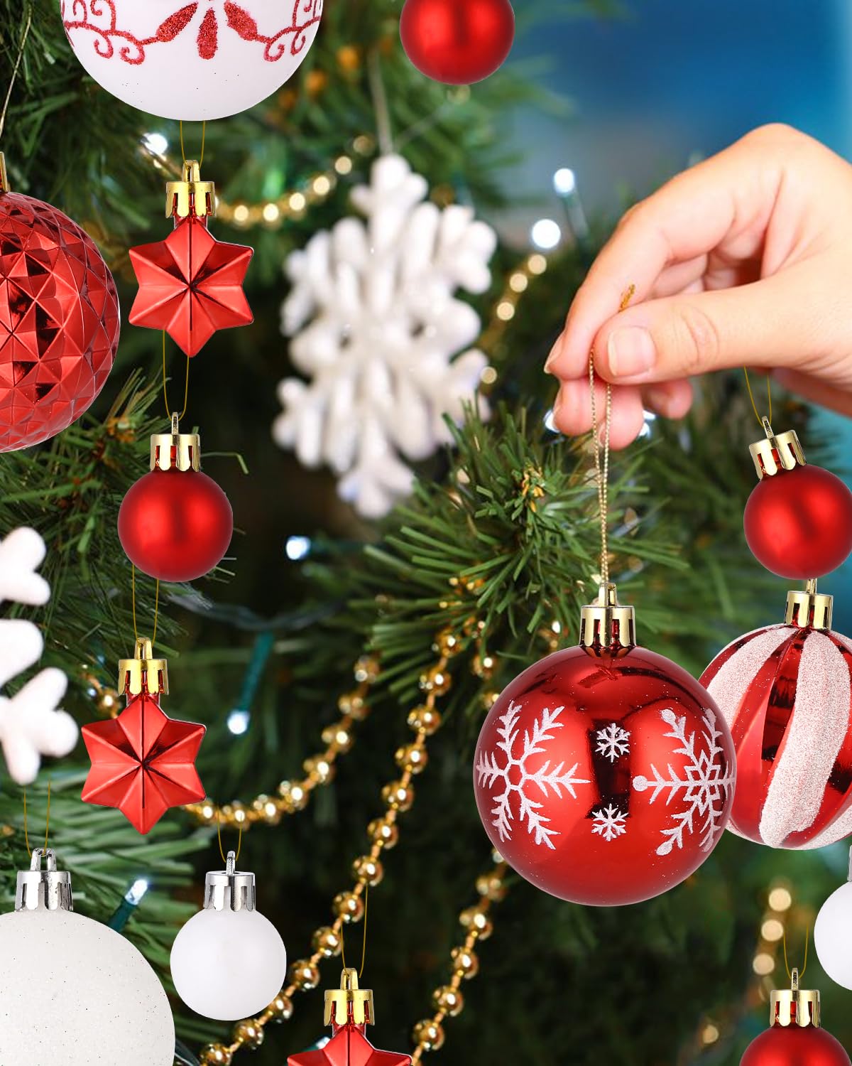 30 Palline Di Natale Infrangibili 6cm Bianche - Decorazioni Albero Natalizie Con Brillantini - Foto 10