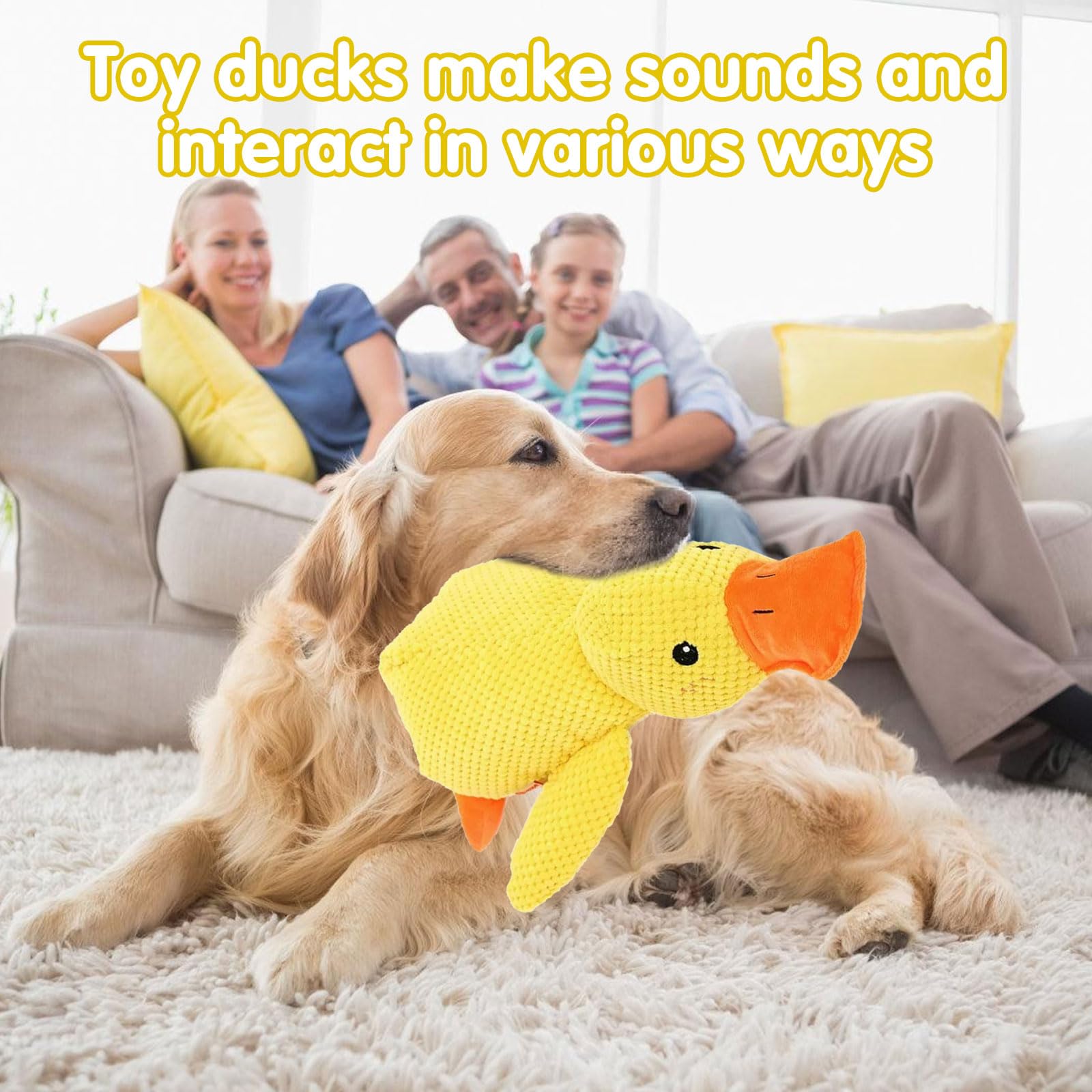 Jouet Canard Anti-Stress pour Chien, Jouet Sonore en Peluche, Calmant et Interactif pour Chiens Petits et Moyens