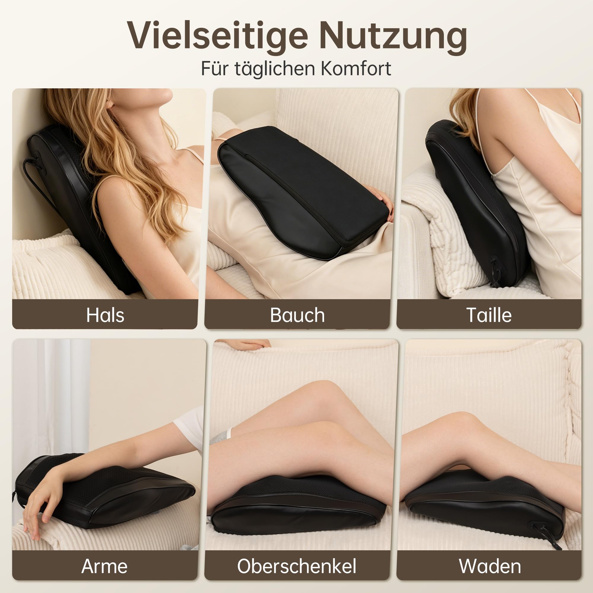 Real Relax 3D Nacken-und Rückenmassagegerät mit Wärme | Shiatsu Massagekissen, Für Lenden Schultern Beine, Schmerzlinderung, Ideal für Büro und Zuhause
