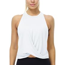 icyzone Racerback Workout Tank Tops for Women, High Neck Athletic Gym Running Yoga Crop Tops