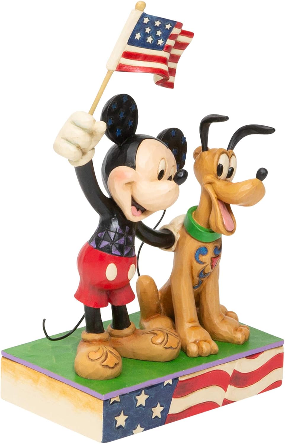 Enesco Disney Traditions by Jim Shore Mickey Mouse and Pluto Patriotic Figurine, 7 Inch, Multicolor