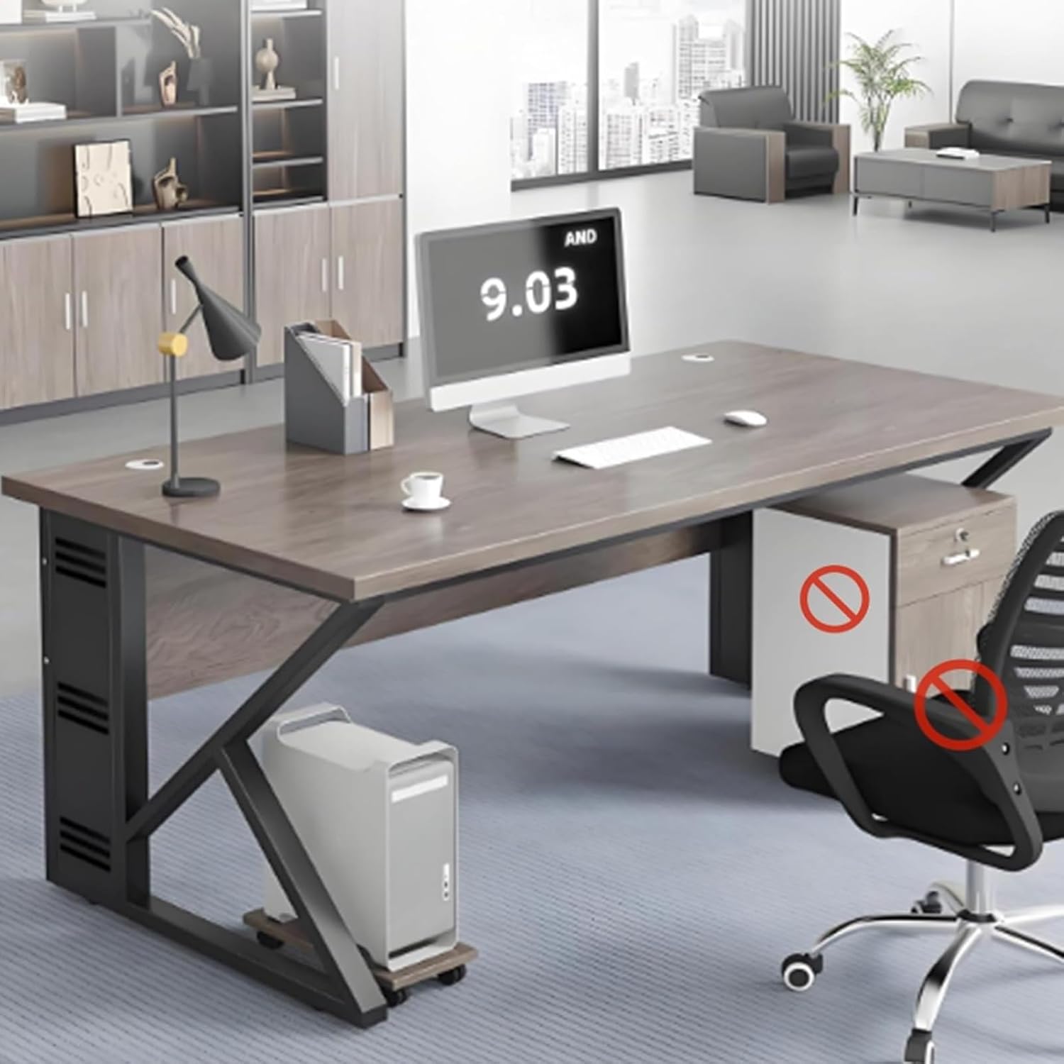 Conference Table, Executive Room Desk, Meeting Seminar Training Table, Rectangle Table with Adjustable Foot Pads, for Office, Boardroom, Meeting Room,Wood Color-160x60x75CM