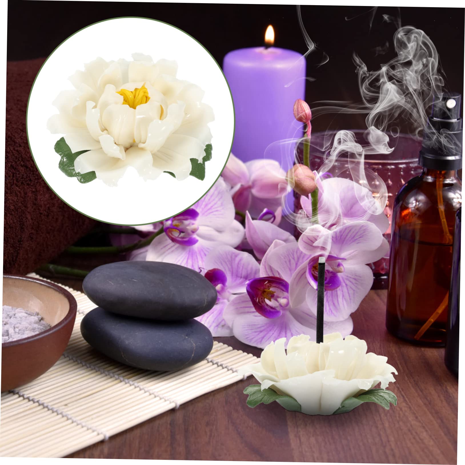 Ciieeo 4piezas Censer Adornment Peony Design Soporte De Incienso para Aromaterapia Diseño Elegante y Compacto para Decoración De Escritorio y Purificación del Aire
