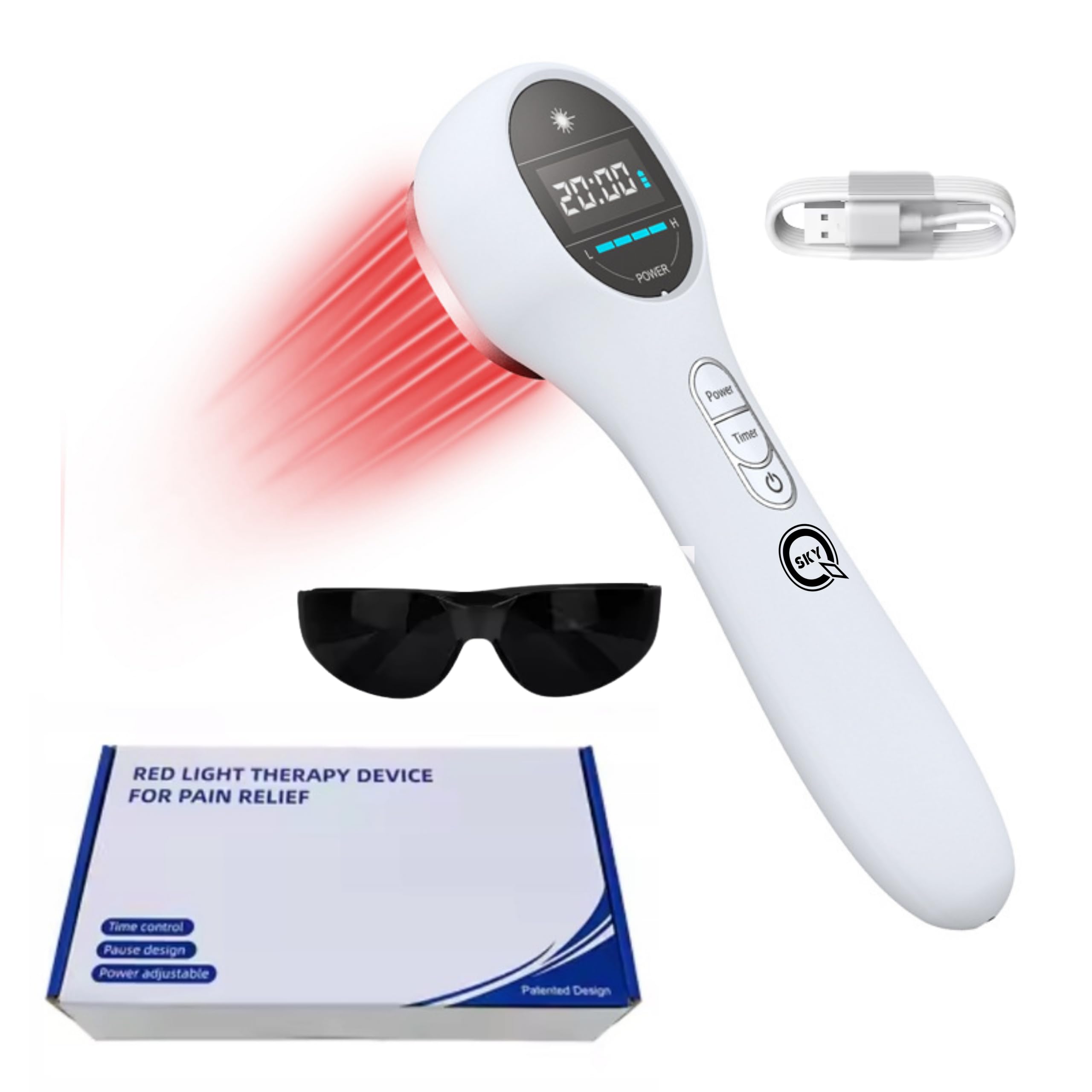 URZĄDZENIE DO TERAPII ŚWIATŁEM CZERWONYM LASER 650NM 808NM USB 2600MAH