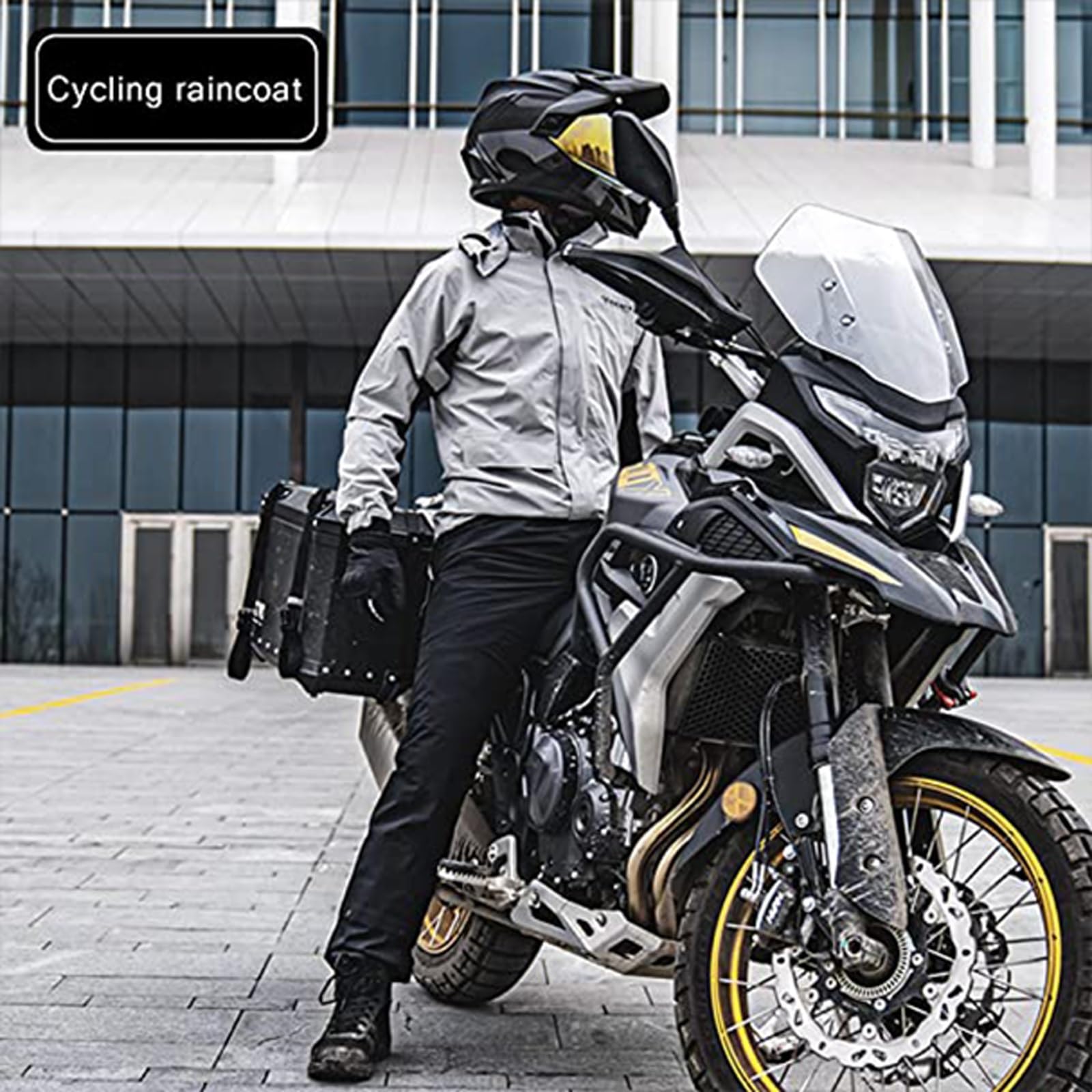 GeRRiT Męski męski kombinezon przeciwdeszczowy na motocykl, na zewnątrz odblaskowa wodoodporna kurtka i spodnie przeciwdeszczowe odzież przeciwdeszczowa do jazdy na rowerze jazda na rowerze kemping
