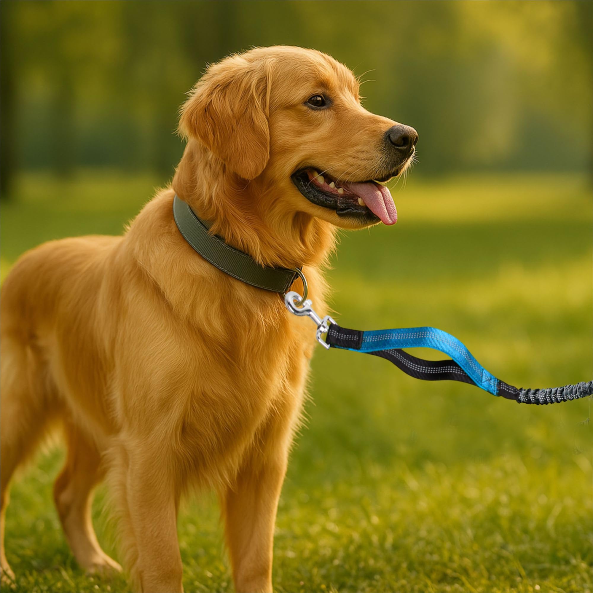 Hands-Free Dog Leash for Dogs up to 130 lbs – Heavy-Duty, Shock-Absorbing Bungee Leash with Zipper Pouch, Dual Padded Handles & Adjustable Waist Belt for Running & Walking – Sky Blue - image 7