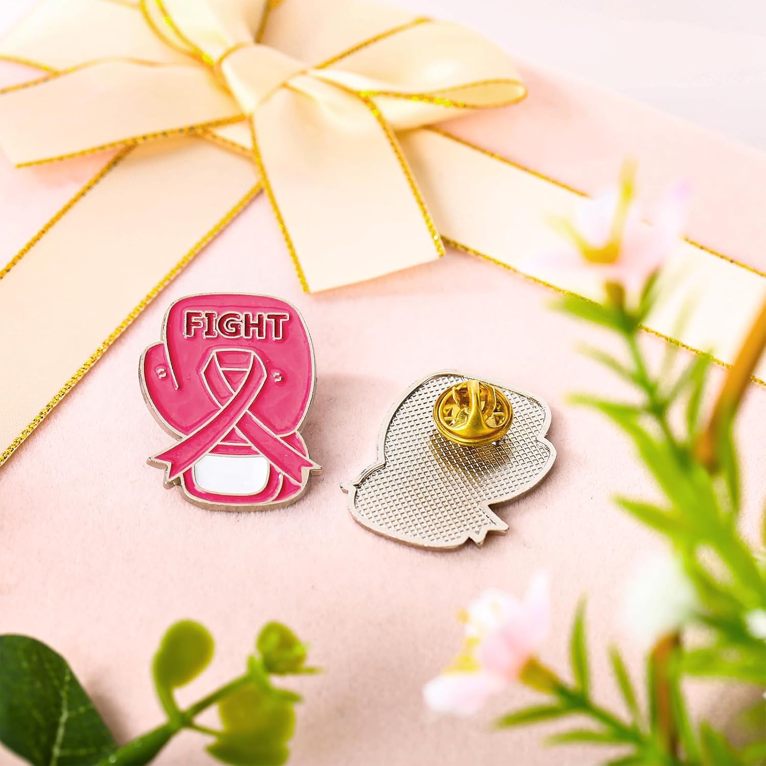 Ecally Nurse Appreciation Pins Bulk, Pink Ribbon Boxing Glove Awareness Pin Thank You Gifts for Nurse Week Healthcare Worker