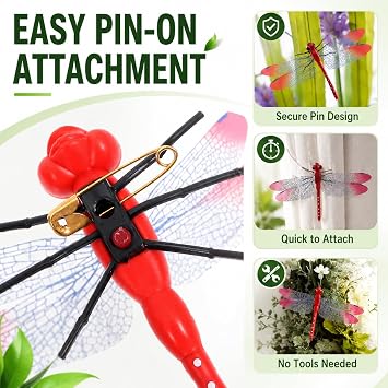 Healifty 20PCS Dragonfly Decoys, Clip On Fake Dragonflies for Garden Outdoor Decor, Colorful Realistic Artificial Dragon Flies with Pin for Outdoor & Indoor, Dragonflies Garden Ornaments