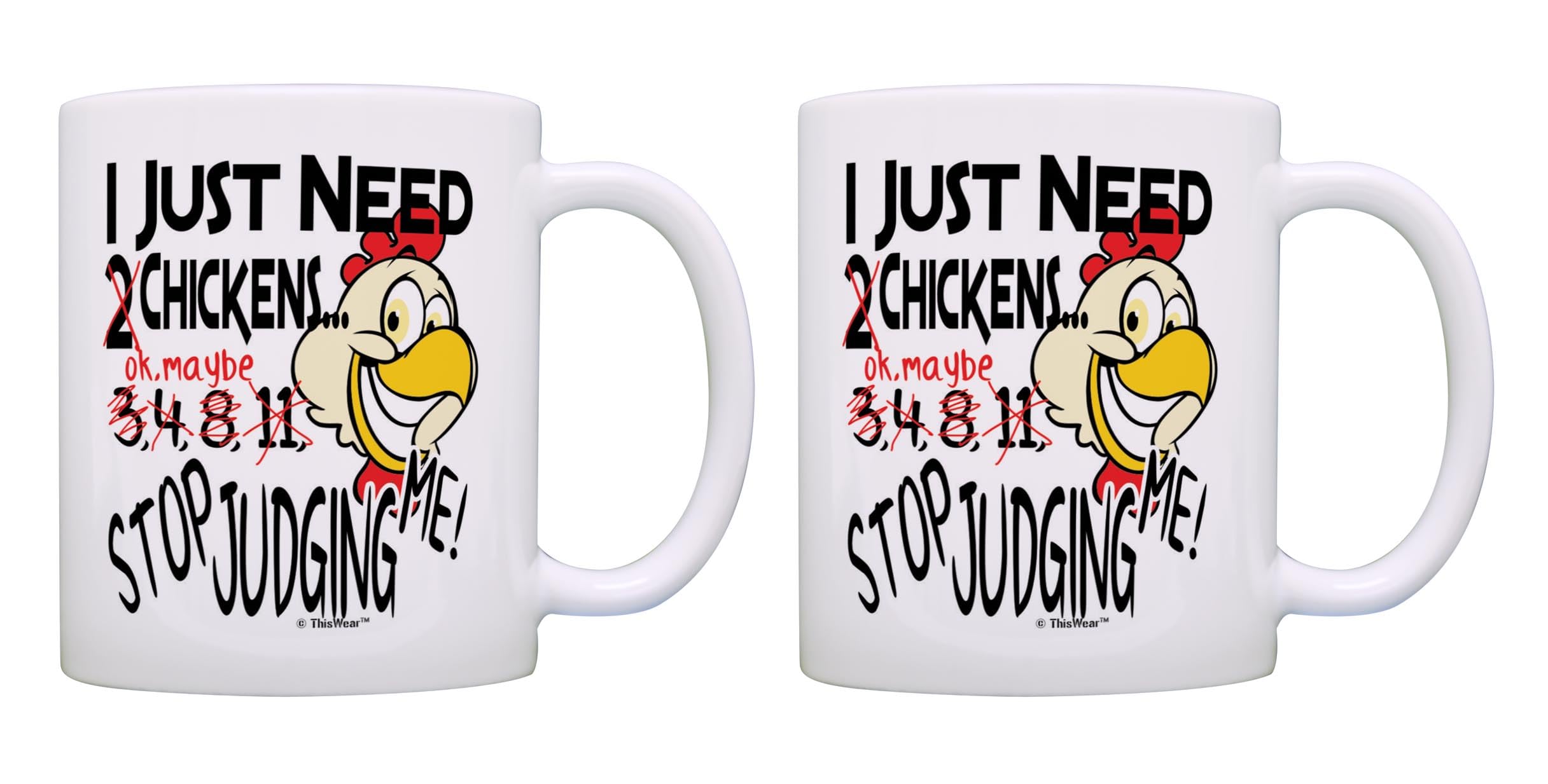 ThisWear Chicken Gift Set 2 Pack 11oz Ceramic Coffee Mug Set