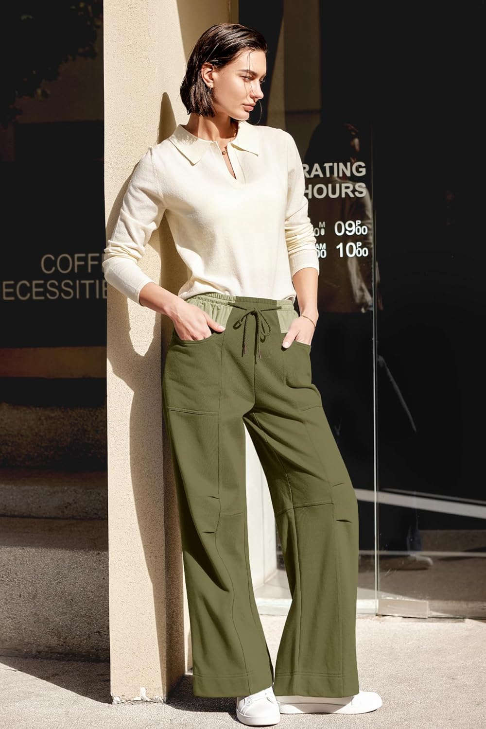 Nirovien Womens Wide Leg Sweatpants Baggy Pants High Waisted Lounge Pants Palazzo Barrel Sweatpants with Pockets - Image 6