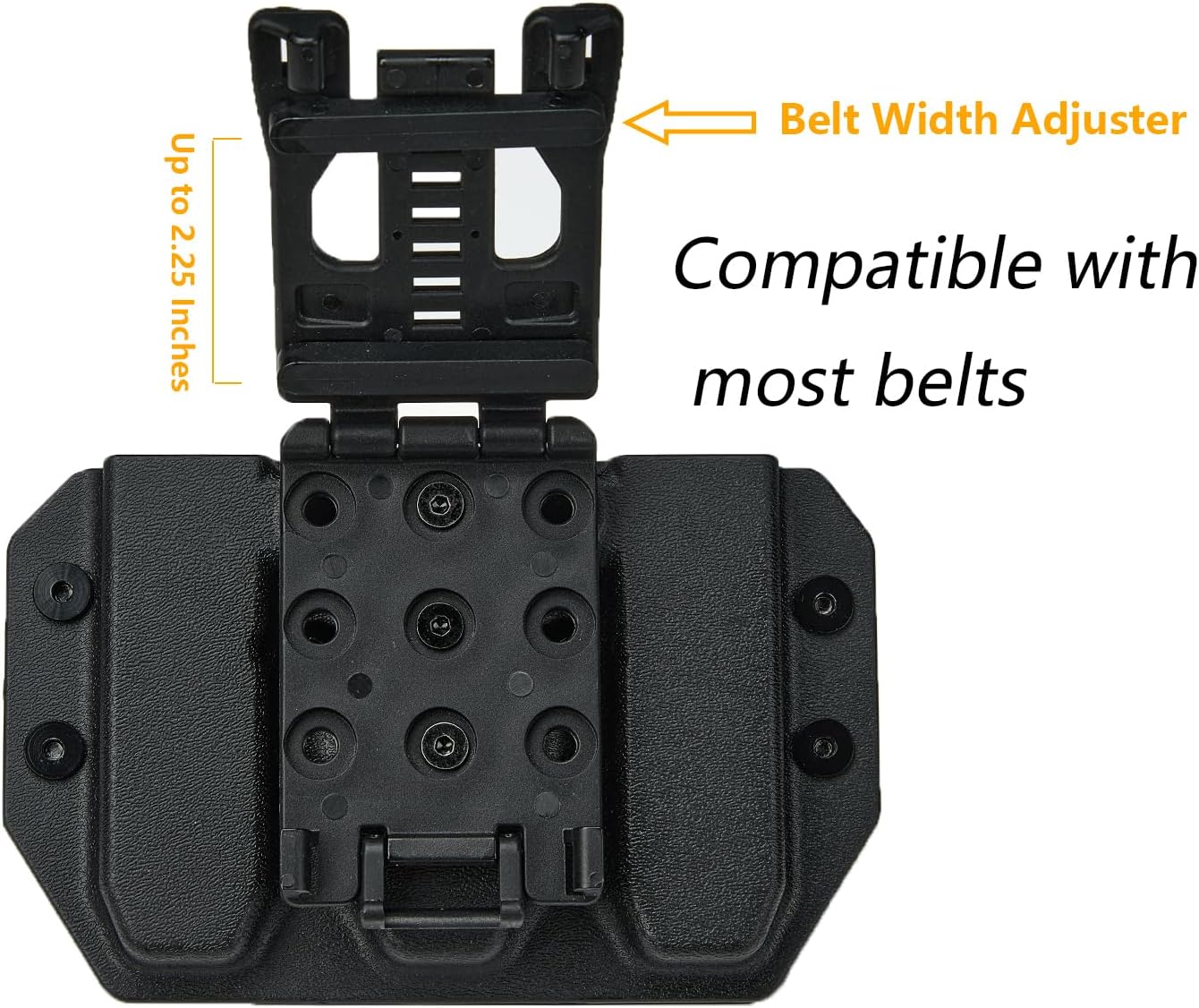 OWB Magazine Holster for 9MM .40 S&W Double-Stack Mags, Tactical Triple Mag Pouch - Belt-Only Adjustable Clip (Fits Up to 2.25" Belts)& Universal Retention Fit