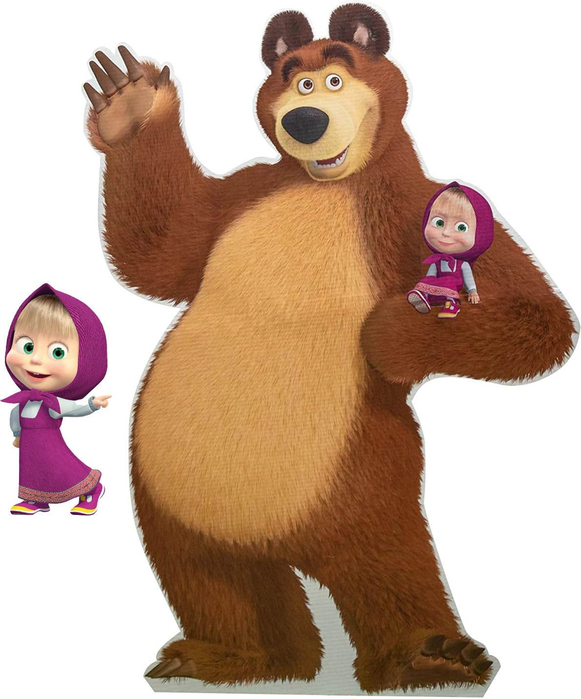 TV Cartoon Masha and The Bear Wall Sticker Self Adhesive Wall Sticker Kids Room Living Room Multicolor Masha-12 x18 Inch, Bear-18"x26" Inch-Vinyl