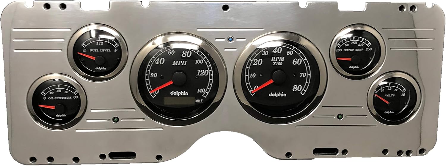 Dolphin Gauges Compatible with 1977 Chevy Nova 6 Gauge GPS Dash Cluster Panel Set Black