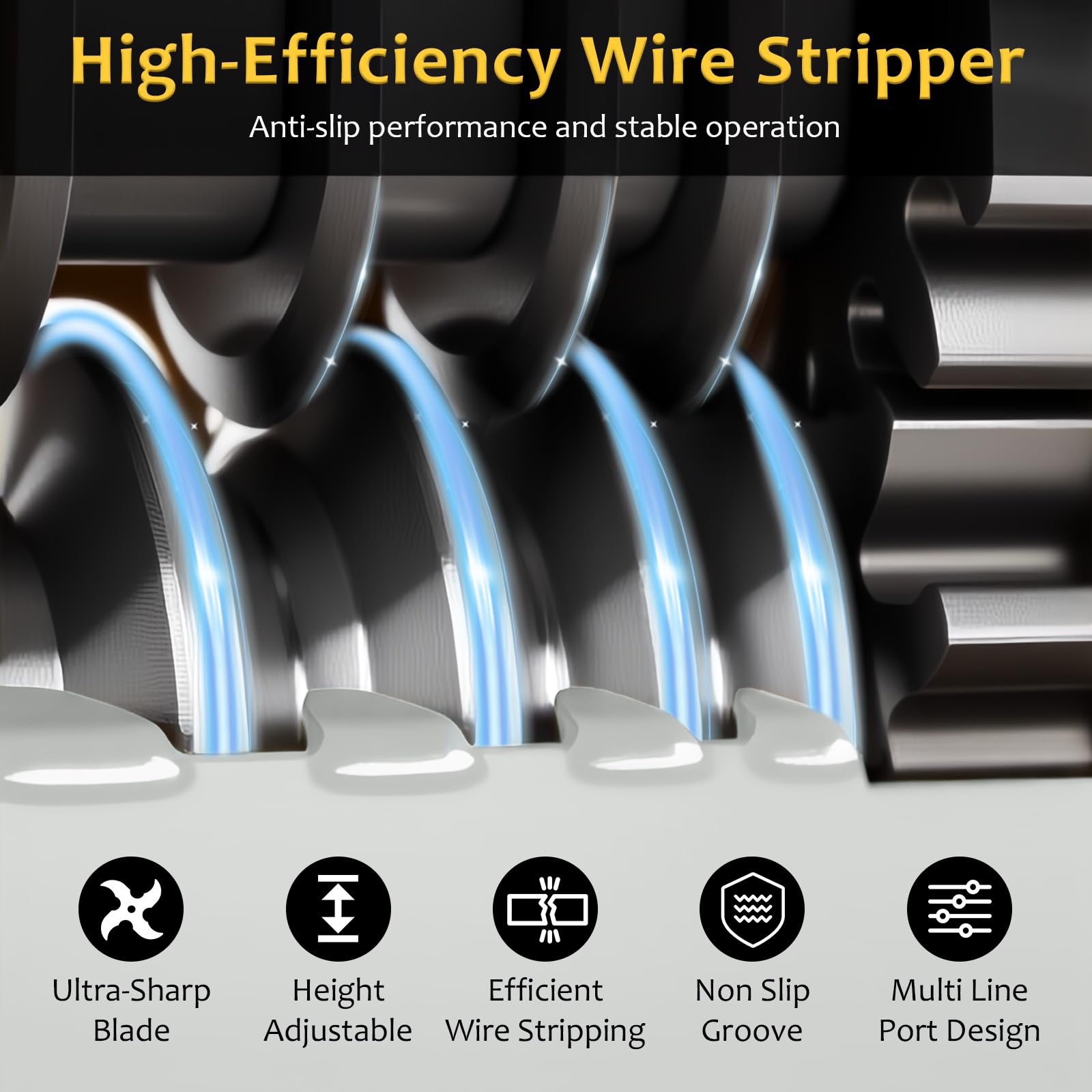Qivine 6 Trous Denudeur Cable Electrique 3-17 mm Machine a Denuder Manuelle ou Perceuse avec Lames de Rechange pour Recyclage des Fils Cuivre