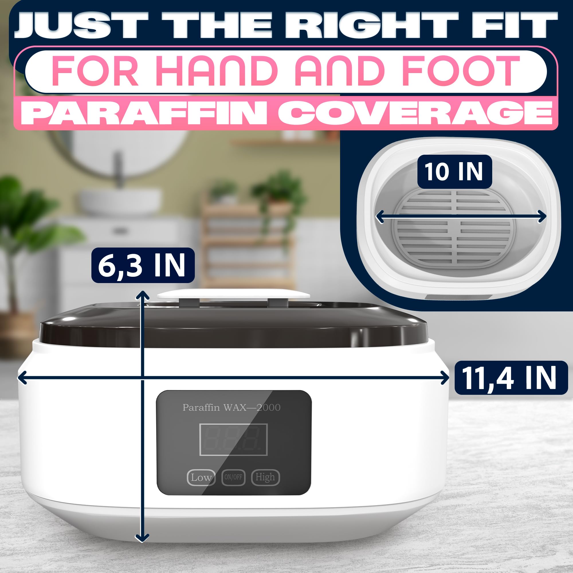 Máquina de cera de parafina para manos y pies, baño de parafina de 3400 ml con calentamiento rápido, temperatura ajustable, 2 modos de calor, kit de cera y accesorios, spa relajante en casa y piel