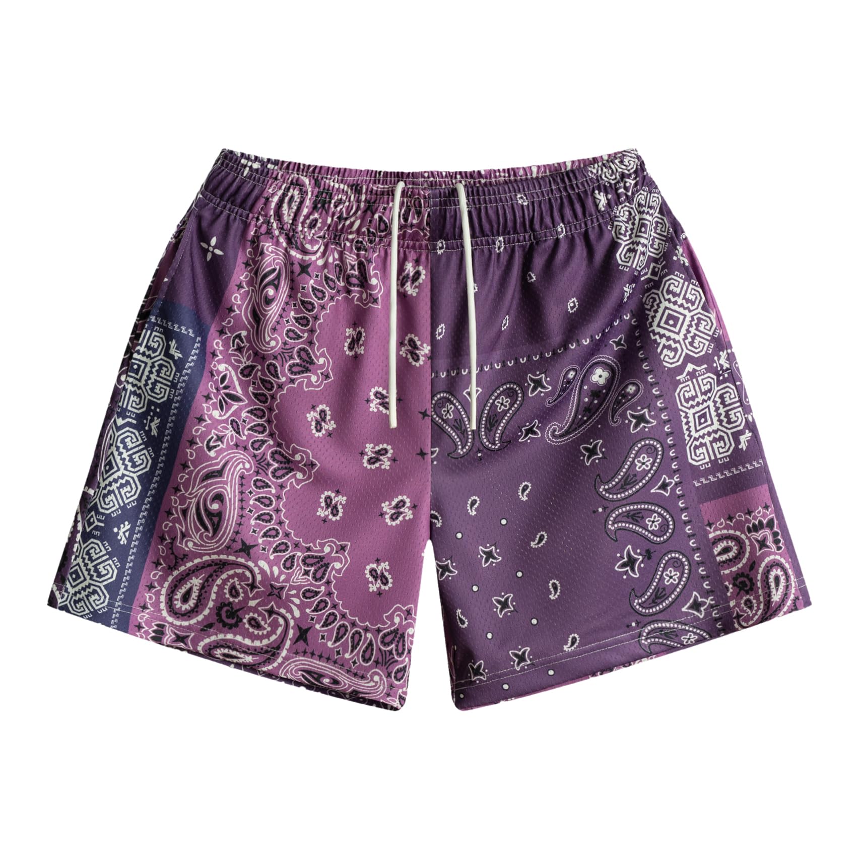 DIOTSR Mens Graphic Shorts Boho Paisley Shorts Athletic Basketball Bandana Shorts Running Streetwear Drawstring Waist