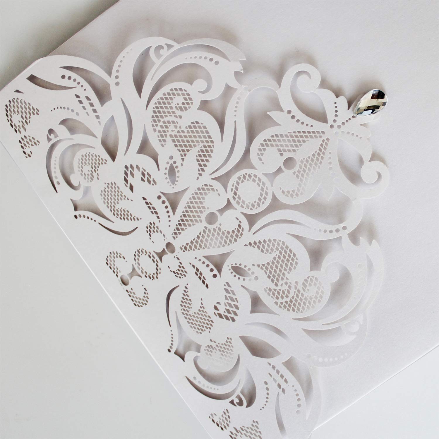 **№4♡フリフリエクリュなレースカード** Amazon.com : Picky Bride Laser Cut Wedding Invitations with RSVP
