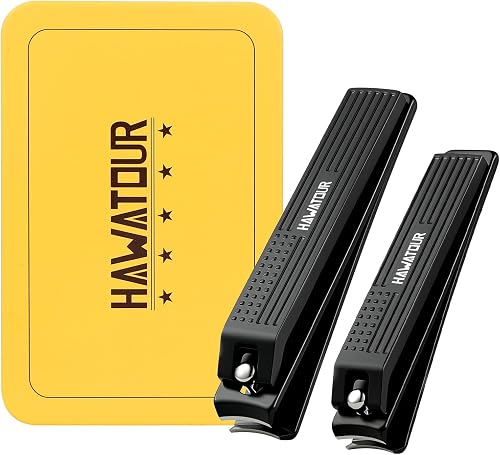 HAWATOUR Nail Clippers Set Ultra Sharp Curved Blade, Black
