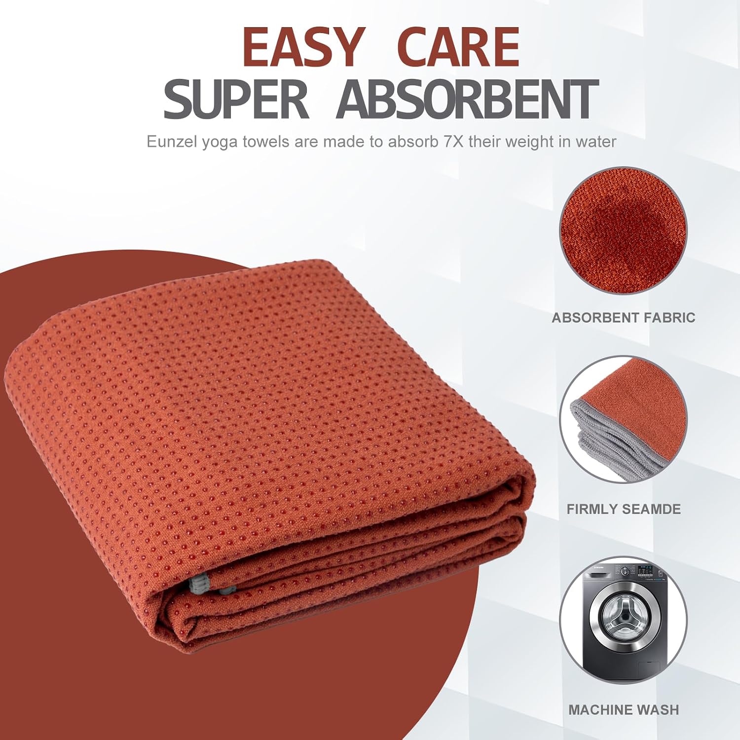 Eunzel Non Slip Hot Yoga Mat Towel with Grip Dots, 72" x 24" image 5