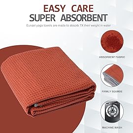 Eunzel Yoga Towel,Hot Yoga Mat Towel with Grip Dots Sweat Absorbent Non-Slip for Hot Yoga, Pilates and Workout 24 x72, Sedona Red