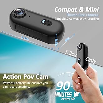 4K Mini Body Camera 128GB - Action Body Cam with Audio & Video- Thumb Hands Free Waterproof Recording Wearable Cameras - Pov Worn Portable Personal Camcorder - for Work Travel Pet Walk Swim
