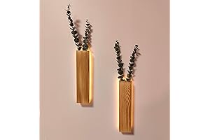 1 PACK Wall Planter with Led Lights Wood Plant Hanger with Artificial...