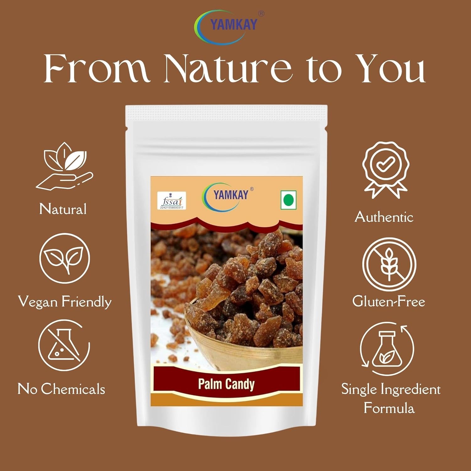 Yamkay Palm Candy Panakarkandu | Organic Karkandu | Authentic Indian | Pure Palm Sugar | Natural Sweetener for Cooking & Baking (300 GM, Palm Candy)