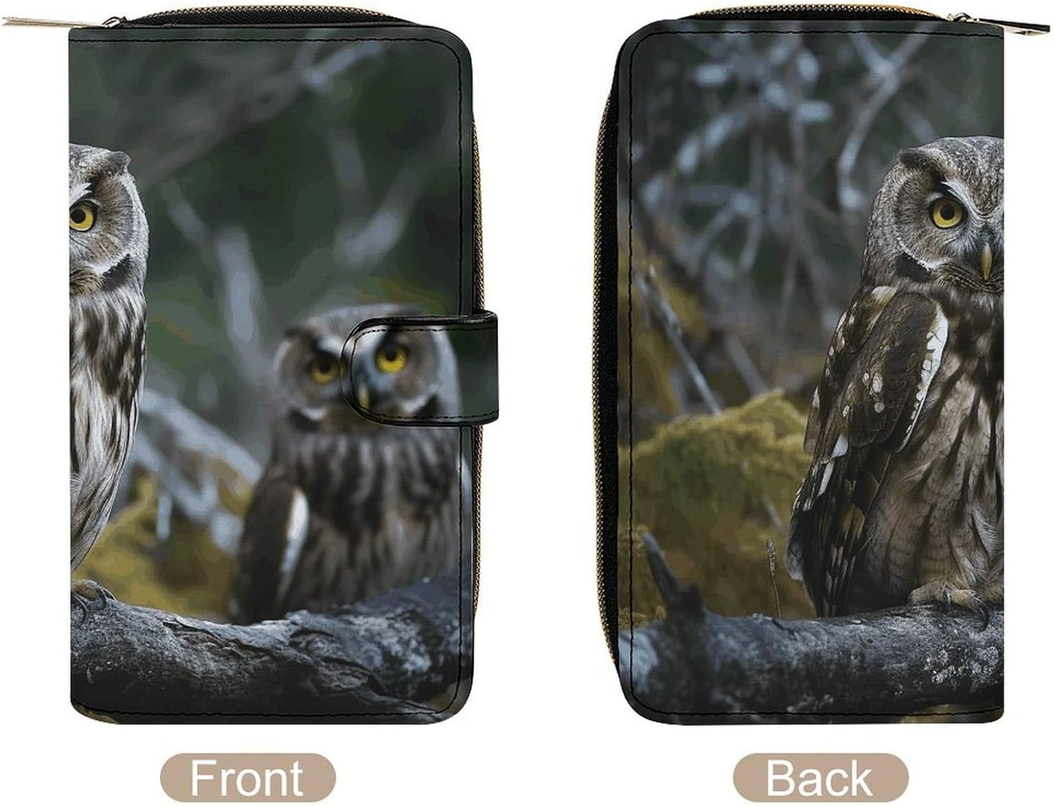 Wristlet Wallets for Women, Wild Owl Birds Printed Ladies PU Vegan Leather Clutch Wallet Zip Around Phone Purse Card Holder Organizer,Work & Daily Use