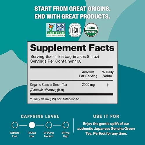 Vista 103 de FGO Té de menta orgánico, 100 unidades, bolsitas de té ecológicas, sin cafeína, el embalaje puede variar (paquete de 1)