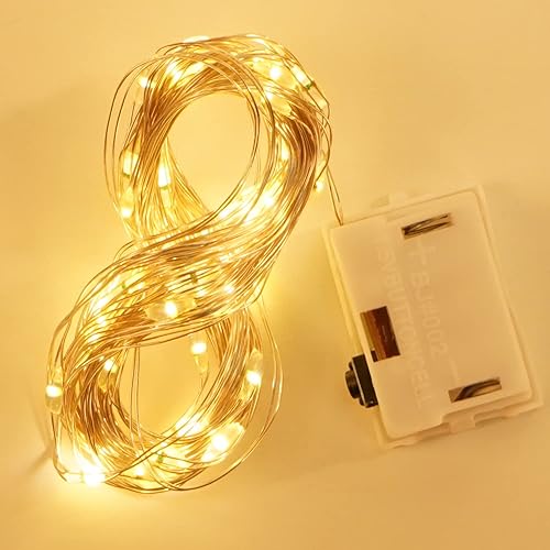 Miniatura 1 de PETELLA 2 juegos de luces LED de 17 pies luces decorativas para árbol de Navidad tres modos intermitentes luces de color blanco cálido cadena de