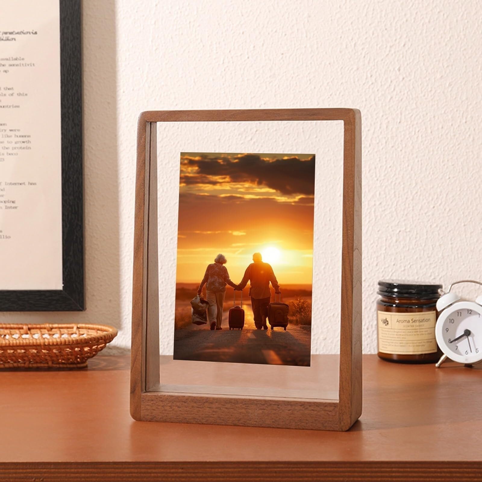 Cadre photo en bois 6x8 pour décoration de couloir et table de mariage