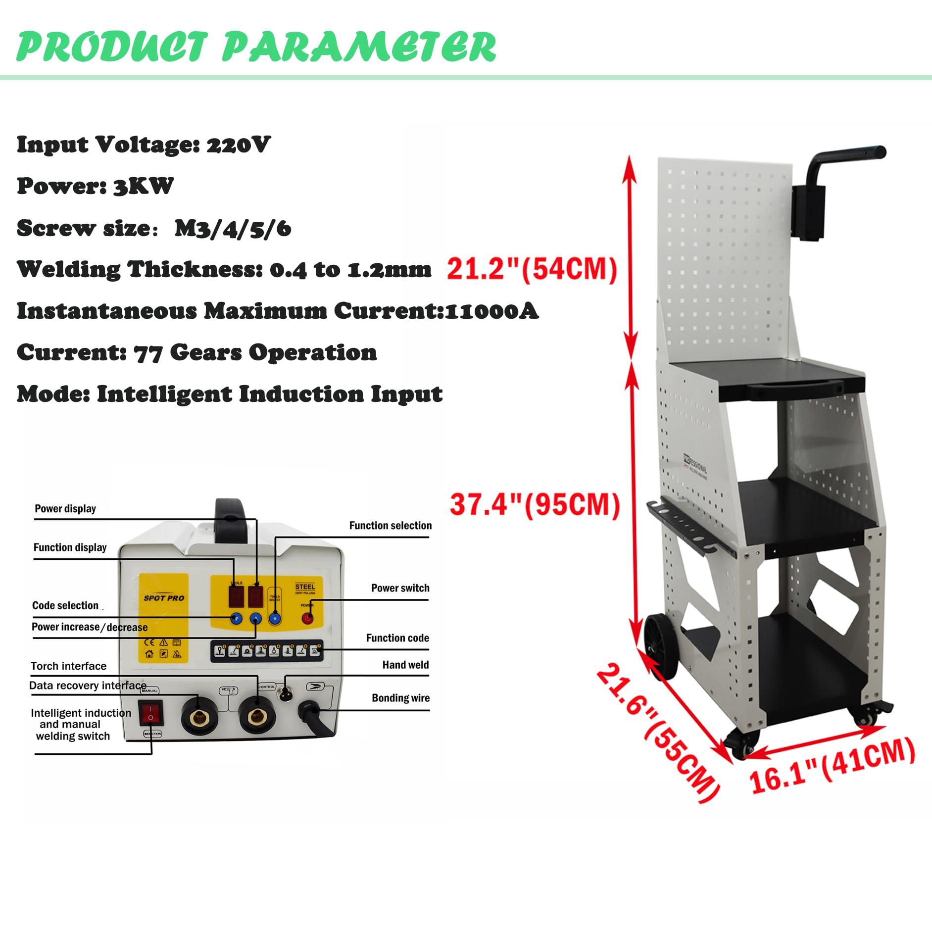 Banfluxion Spot Welder Dent Puller Steel Dent Pulling Machine Dent Repair Kit 90ES Steel Dent Pulling Machine Car Auto Repair Machine 3KW Stud Welder Dent Puller Machine, 220V