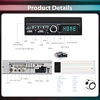 Vista 6 de Carplay - Estéreo de coche de un solo DIN con pantalla táctil motorizada de 7 pulgadas, radio de coche en la unidad principal del tablero, soporte