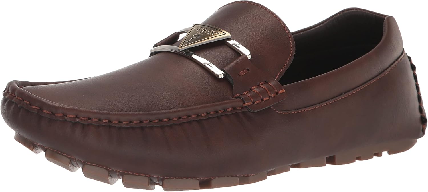 GUESS Men's ATALA Driving Style Loafer, Cognac 210, 7