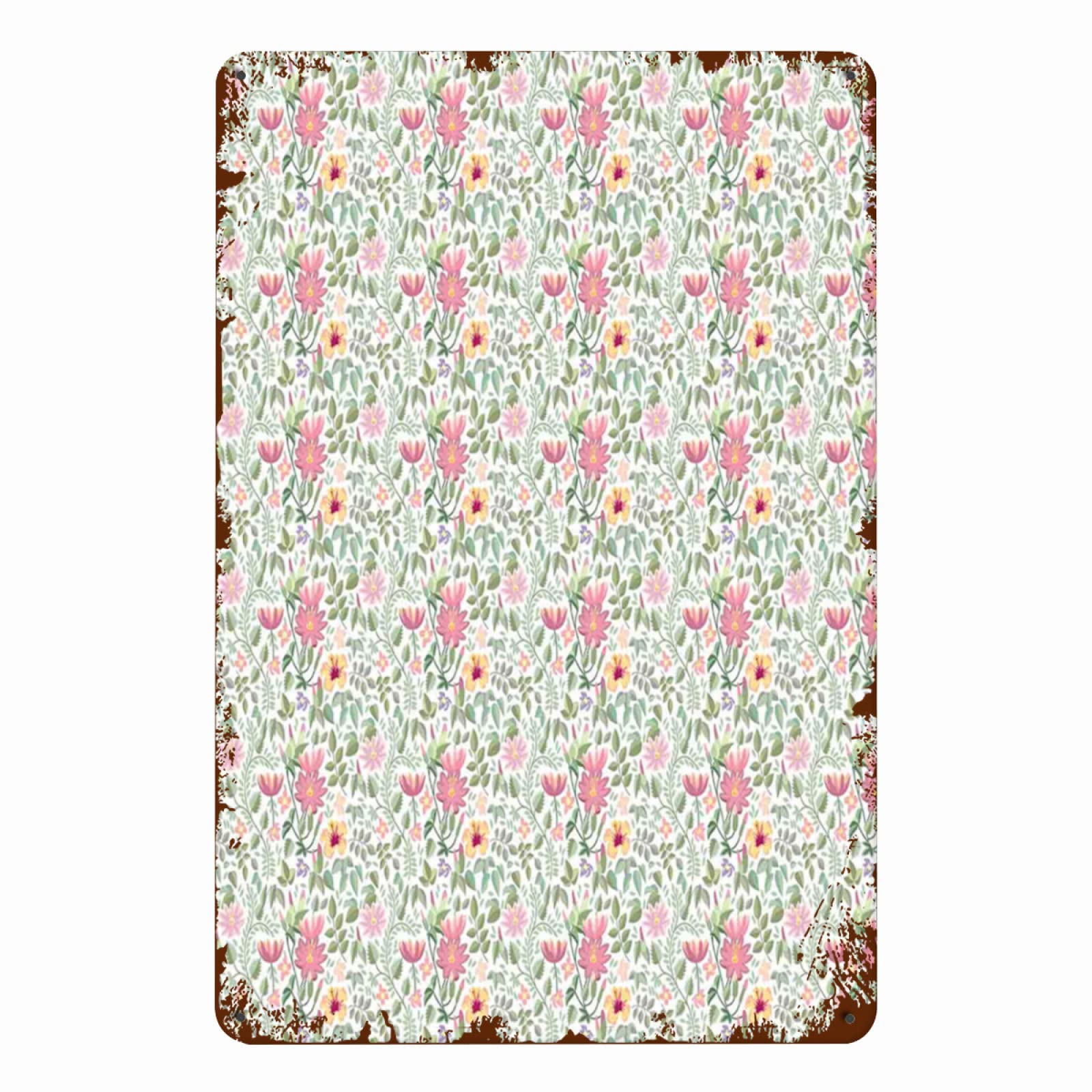 SMAZDFXX Wildflower Botanic Theme Garden Multicolor Tin Sign Vintage Cave Bar Home Wall Decoration Metal Wall Hanging Gift 8x12 Inch