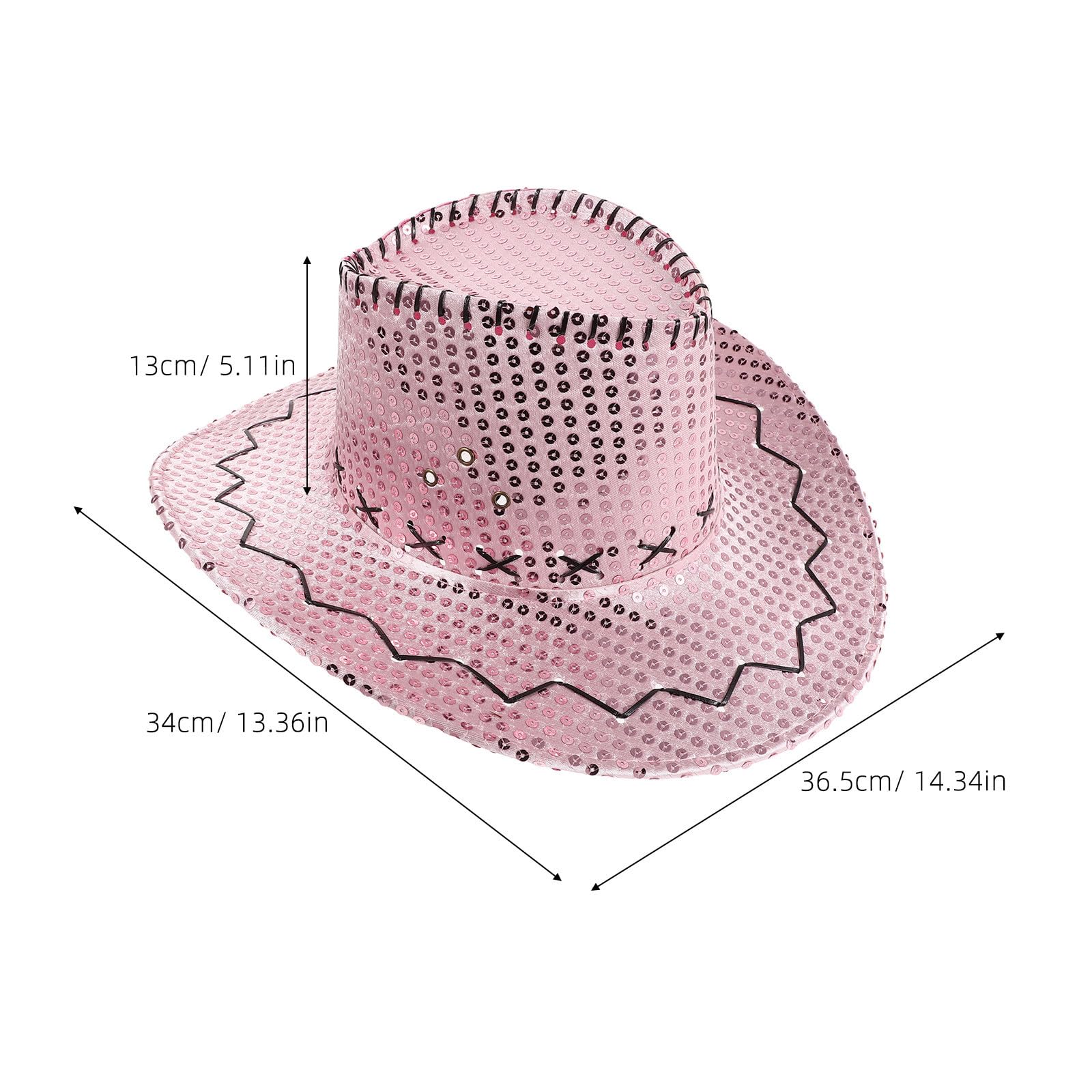 PACKOVE 5 Piezas Sombrero Vaquero para Mujer con Lentejuelas y ala Ancha, Tejido Cómodo y Plástico Resistente, Adecuado para Eventos al Aire Libre y Festivales de Fiesta