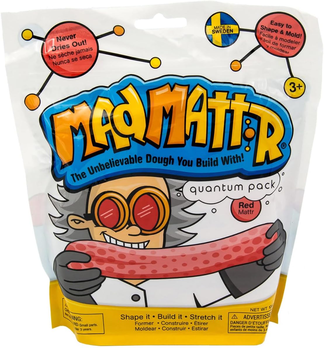 Mad Mattr is the Addictive, Super-Soft, and Satisfying Dough-Like Material that Shapes and molds Easily and Never Dries Out (1-10oz Blue, 1-10oz Red)