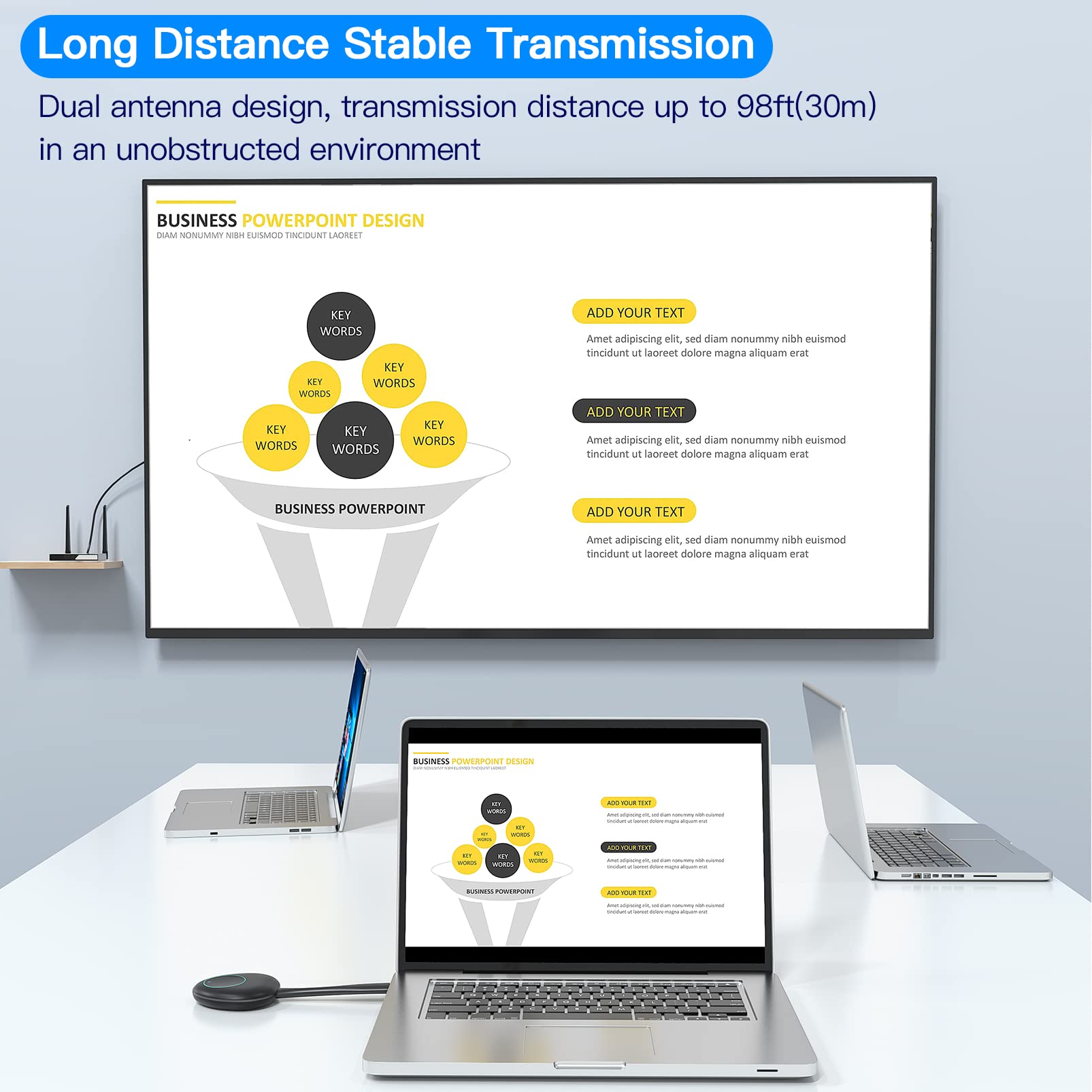Trasmettitore e Ricevitore HDMI Wireless 1080P Fino a 50m/164ft, Trasmettitore Estensore HDMI Wireless per Segnali HD da PC, DVD, tablet, STB, TV Stick per la Visualizzazione su Schermi HD e VGA
