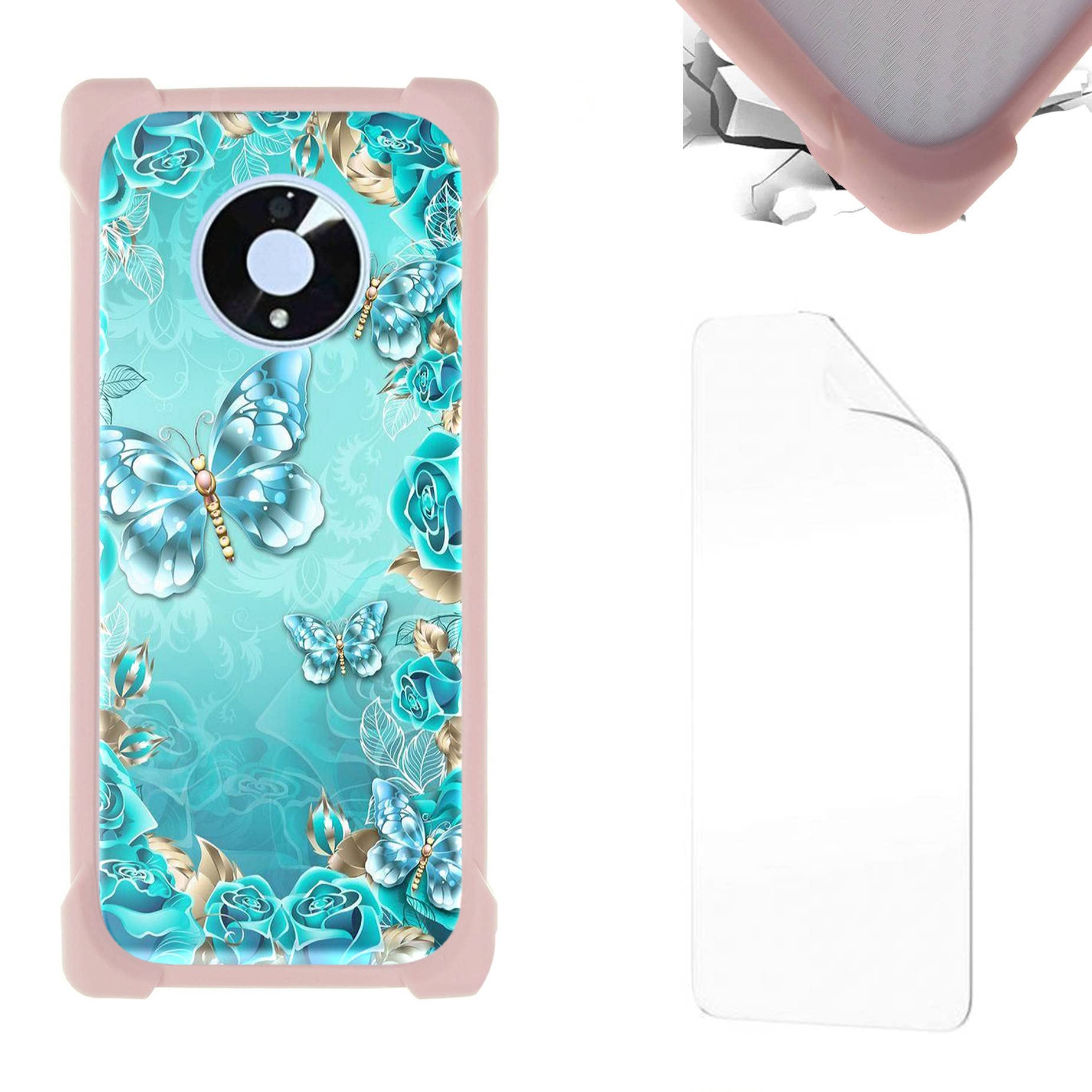 Foxx Foxxd Miro Plus Case Compatible for Foxxd Miro + Plus T55 Phone Case PC backplane + Silicone Soft Frame Cover + Film Soft TPU Screen Protector YHD