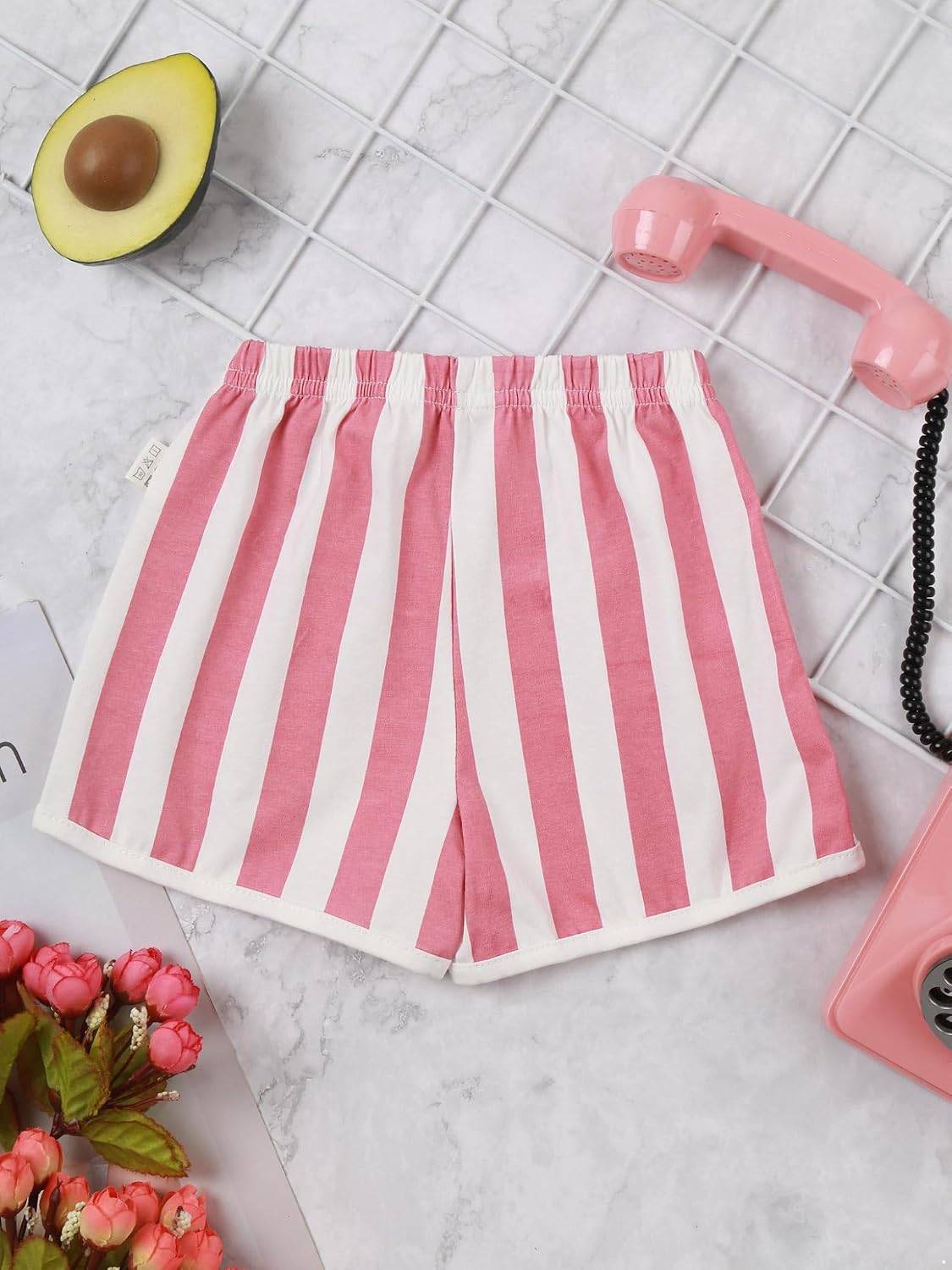 Baby Toddler Boys Girls Cotton Shorts Striped Drawstring Pull-on Shorts