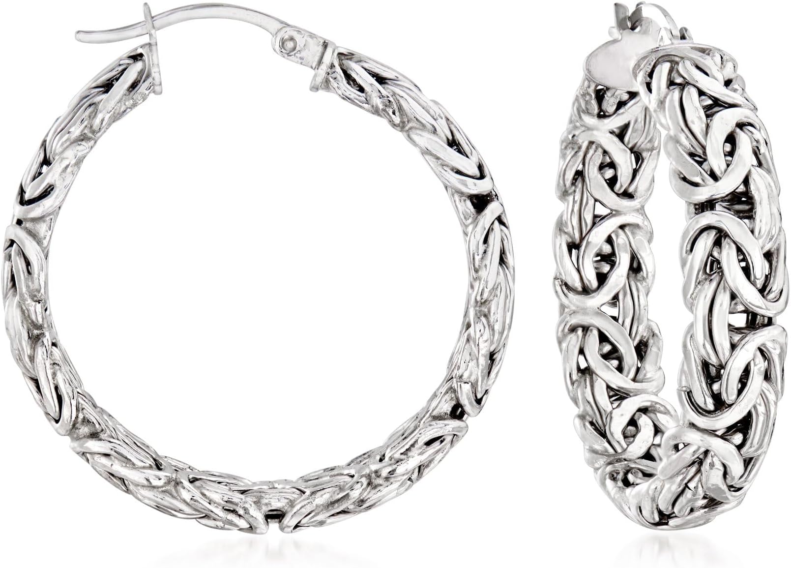 Sterling Silver Byzantine Hoop Earrings